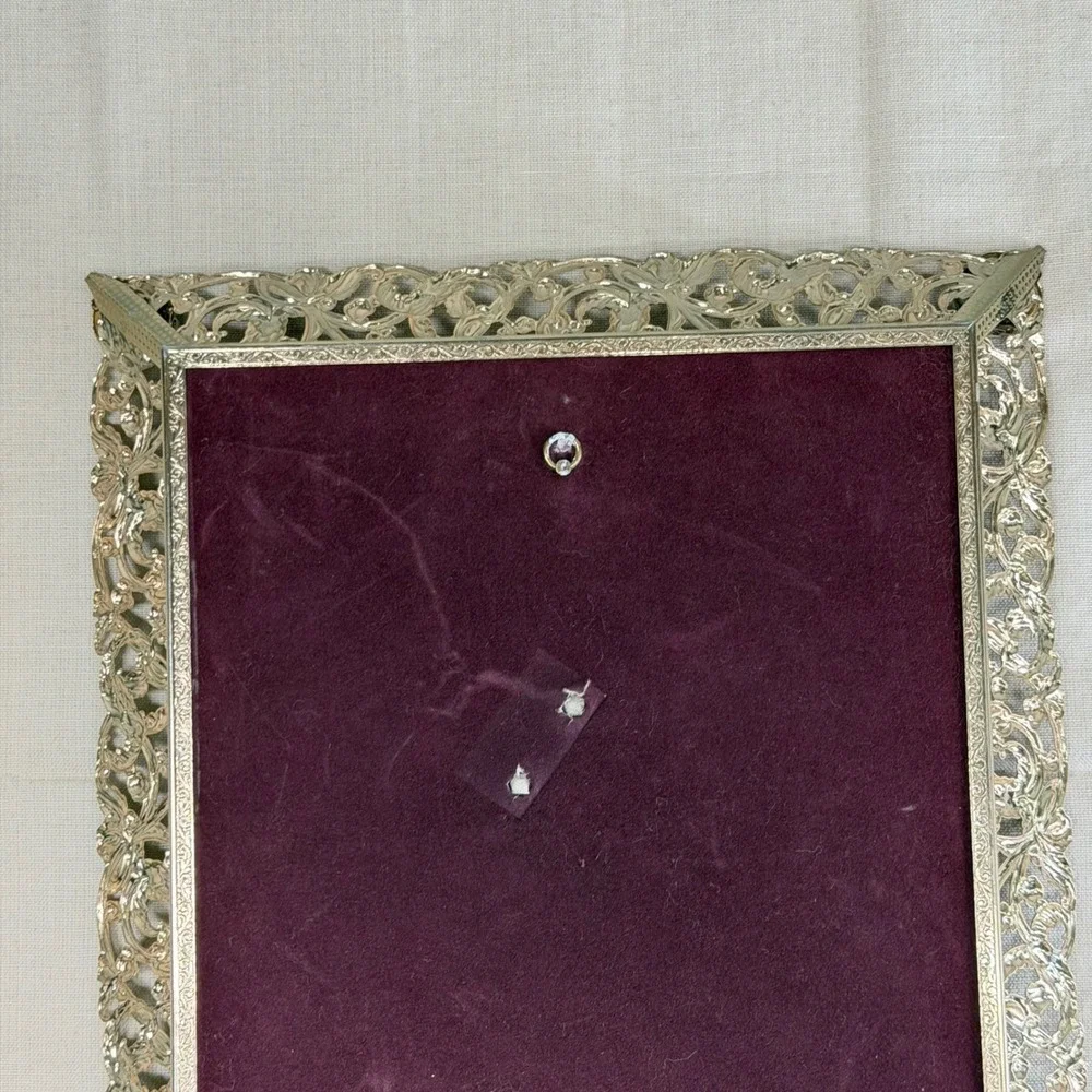 Vintage Metalcraft Silver Filigree Wall Picture Frame 8x10 Ornate Hanging Frame